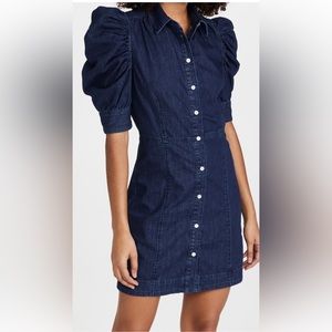 FRAME Gillian denim puff sleeve mini dress NWOT